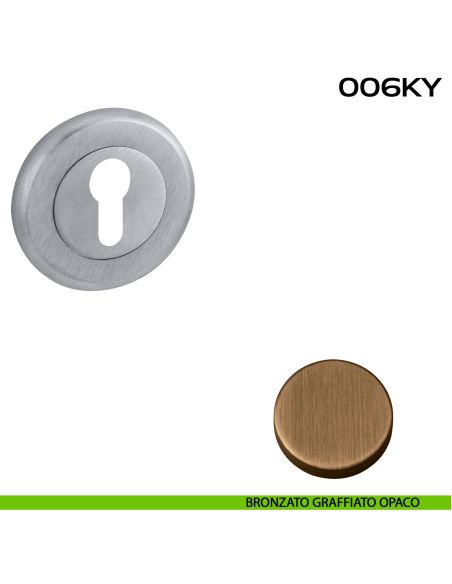 Bocchetta foro yale tonda 006 Reguitti bronzato graffiato opaco
