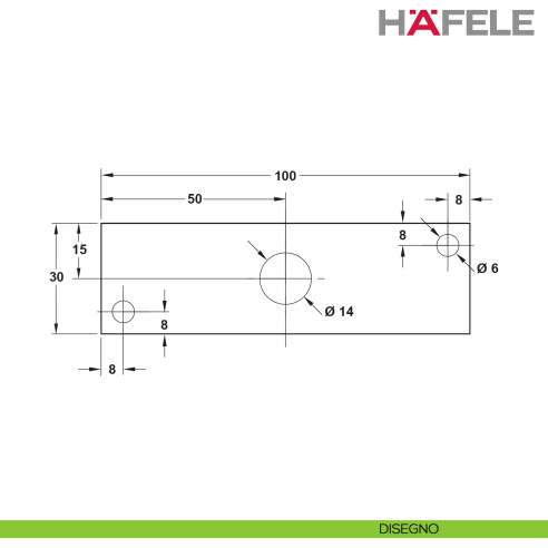 Perno superiore Twin Pivot Hafele per sincronizzazione listelli e doghe in legno girevoli - disegno