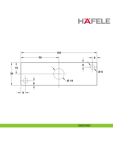 Perno superiore Twin Pivot Hafele per sincronizzazione listelli e doghe in legno girevoli - disegno