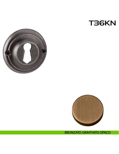 Bocchetta foro chiave tonda T36KN Reguitti bronzato graffiato opaco