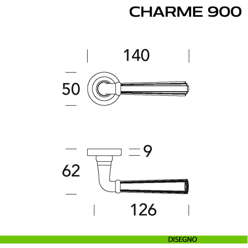 Maniglia per porta Charme 900 Reguitti disegno