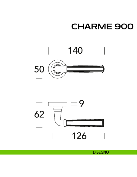 Maniglia per porta Charme 900 Reguitti disegno