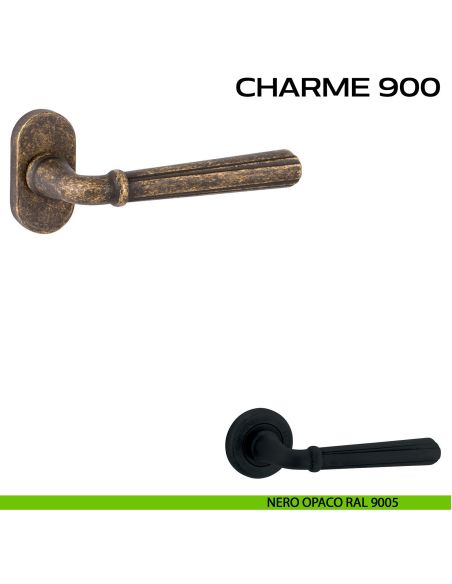 Maniglia per porta Charme 900 Reguitti con rosetta ovale nero