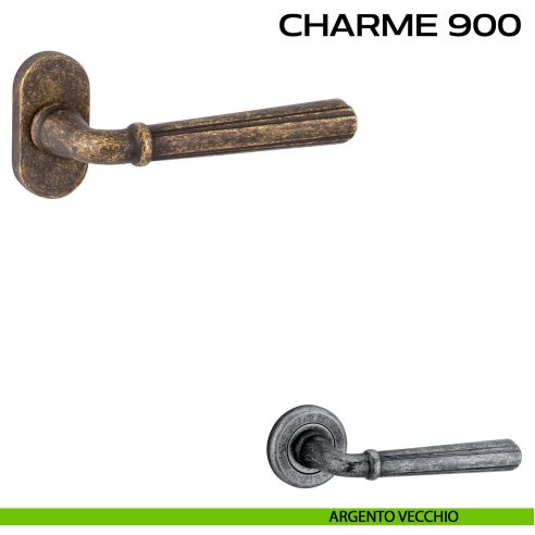 Maniglia per porta Charme 900 Reguitti con rosetta ovale argento