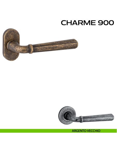 Maniglia per porta Charme 900 Reguitti con rosetta ovale argento