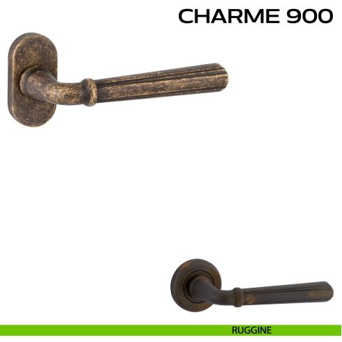 Maniglia per porta Charme 900 Reguitti con rosetta ovale ruggine