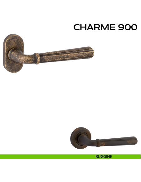 Maniglia per porta Charme 900 Reguitti con rosetta ovale ruggine