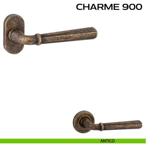 Maniglia per porta Charme 900 Reguitti con rosetta ovale antico