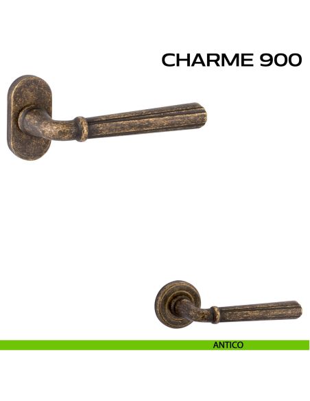 Maniglia per porta Charme 900 Reguitti con rosetta ovale antico