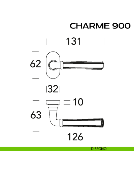 Maniglia per porta Charme 900 Reguitti con rosetta ovale disegno