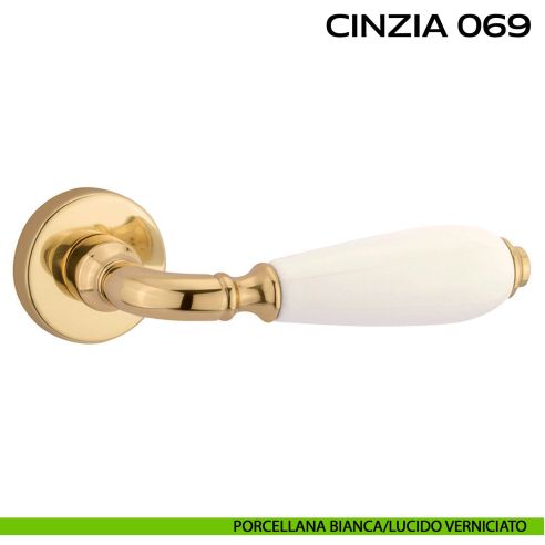 Maniglia con porcellana per porta Cinzia 069 Reguitti Porcellana bianca / Lucido verniciato