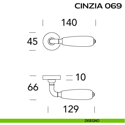 Maniglia con porcellana per porta Cinzia 069 Reguitti disegno