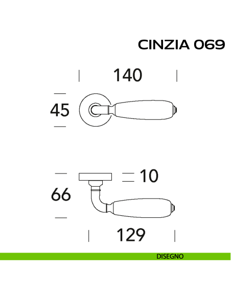 Maniglia con porcellana per porta Cinzia 069 Reguitti disegno