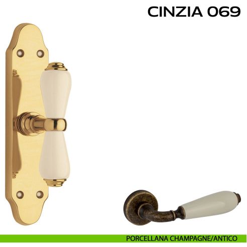 Maniglia per finestra cremonese Cinzia 069 Reguitti Porcellana champagne / Antico