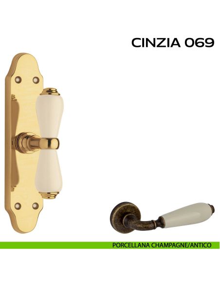 Maniglia per finestra cremonese Cinzia 069 Reguitti Porcellana champagne / Antico