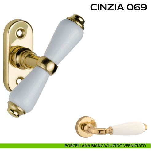 Maniglia per finestra martellina Cinzia 069 Reguitti Porcellana bianca / Lucido verniciato