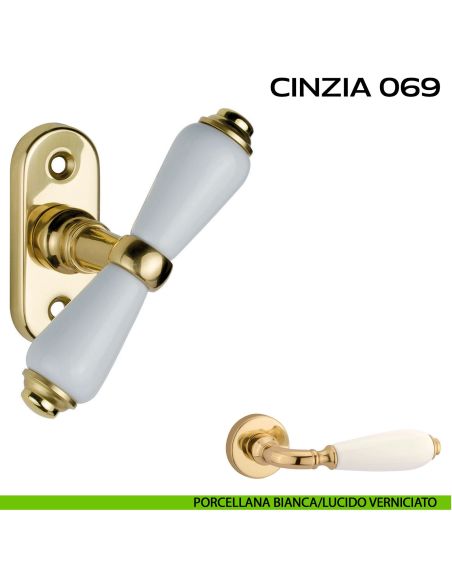 Maniglia per finestra martellina Cinzia 069 Reguitti Porcellana bianca / Lucido verniciato