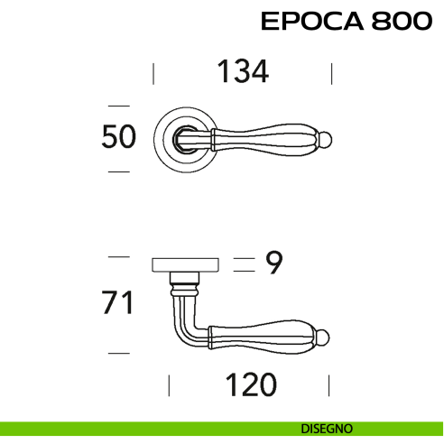 Maniglia per porta Epoca 800 Reguitti disegno