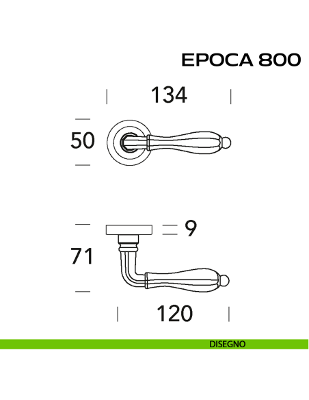 Maniglia per porta Epoca 800 Reguitti disegno