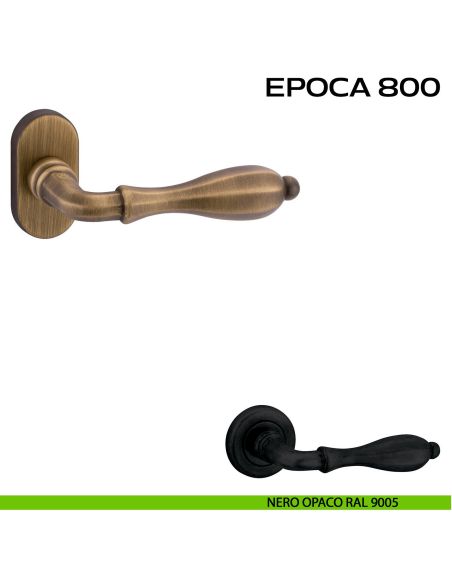 Maniglia per porta Epoca 800 Reguitti con rosetta ovale nero