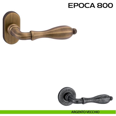 Maniglia per porta Epoca 800 Reguitti con rosetta ovale argento
