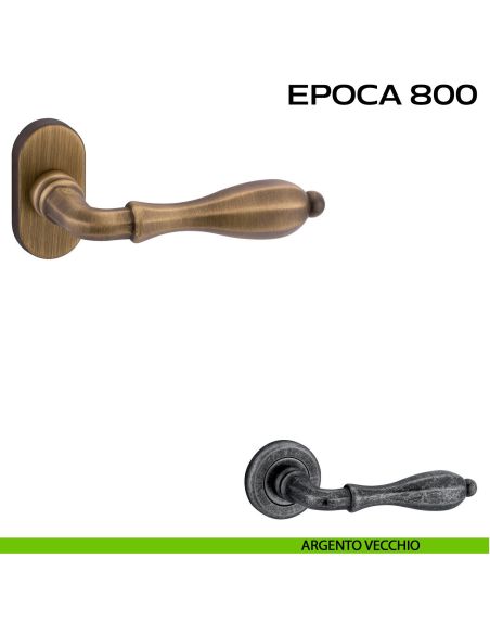 Maniglia per porta Epoca 800 Reguitti con rosetta ovale argento