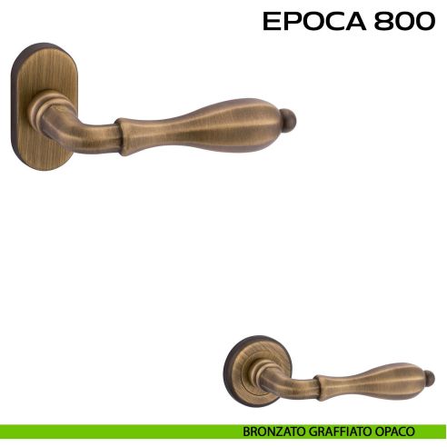 Maniglia per porta Epoca 800 Reguitti con rosetta ovale bronzato