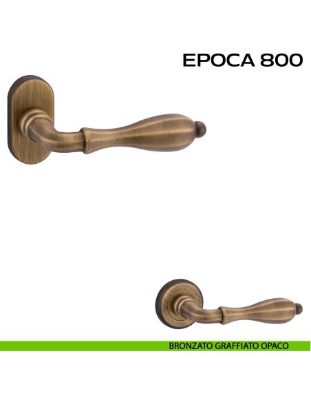 Maniglia per porta Epoca 800 Reguitti con rosetta ovale bronzato