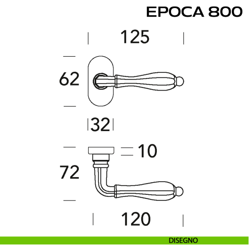 Maniglia per porta Epoca 800 Reguitti con rosetta ovale disegno