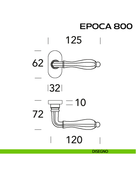 Maniglia per porta Epoca 800 Reguitti con rosetta ovale disegno