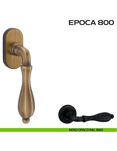Maniglia martellina DK per finestra Epoca 800 Reguitti nero