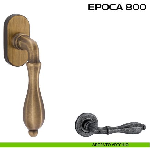 Maniglia martellina DK per finestra Epoca 800 Reguitti argento