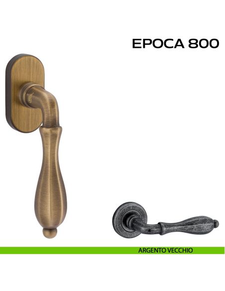 Maniglia martellina DK per finestra Epoca 800 Reguitti argento