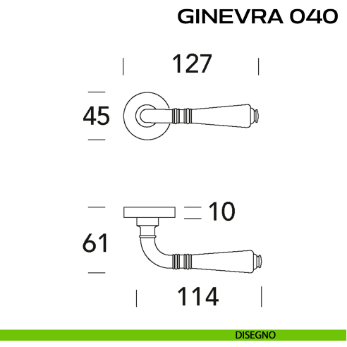 Maniglia per porta Ginevra 040 Reguitti disegno