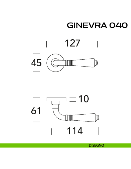 Maniglia per porta Ginevra 040 Reguitti disegno