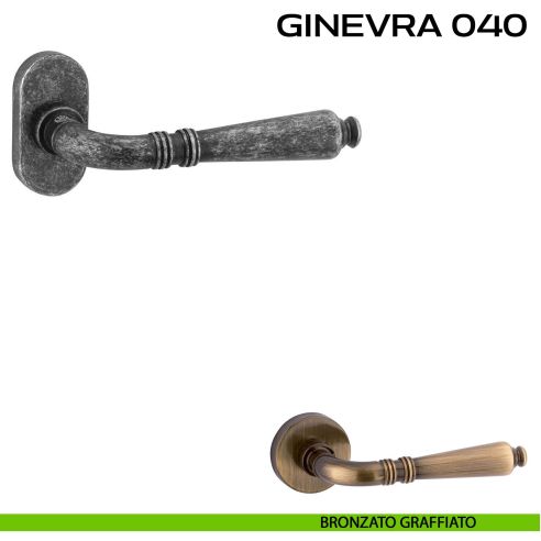 Maniglia per porta Ginevra 040 Reguitti con rosetta ovale bronzato