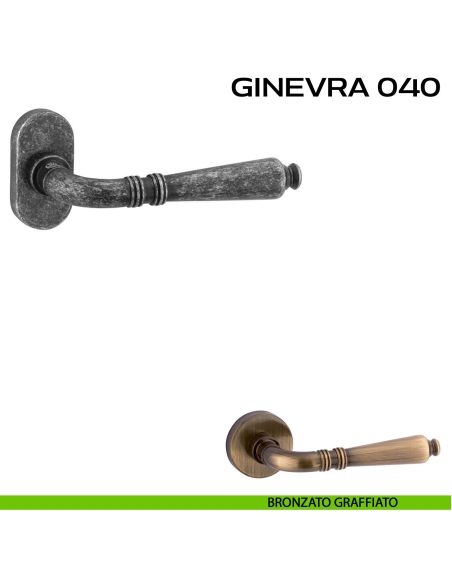 Maniglia per porta Ginevra 040 Reguitti con rosetta ovale bronzato