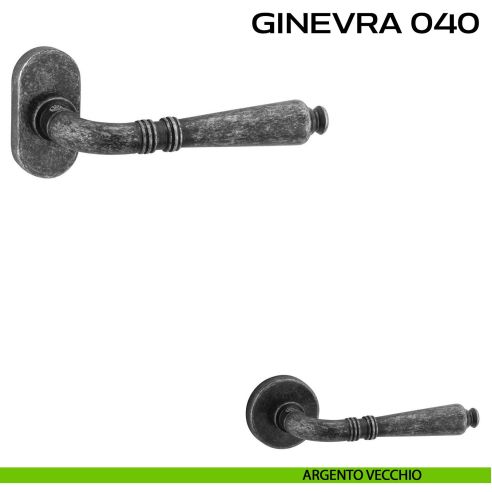 Maniglia per porta Ginevra 040 Reguitti con rosetta ovale argento