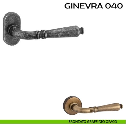 Maniglia per porta Ginevra 040 Reguitti con rosetta ovale bronzato graffiato opaco