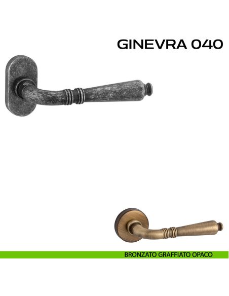 Maniglia per porta Ginevra 040 Reguitti con rosetta ovale bronzato graffiato opaco
