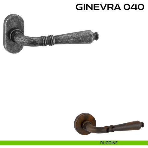Maniglia per porta Ginevra 040 Reguitti con rosetta ovale ruggine