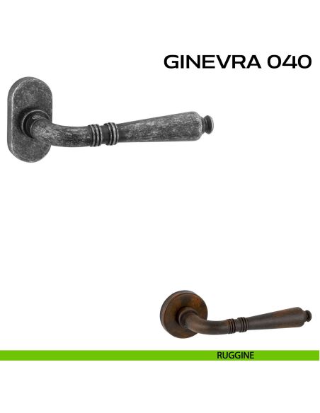 Maniglia per porta Ginevra 040 Reguitti con rosetta ovale ruggine