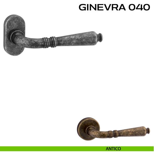 Maniglia per porta Ginevra 040 Reguitti con rosetta ovale antico