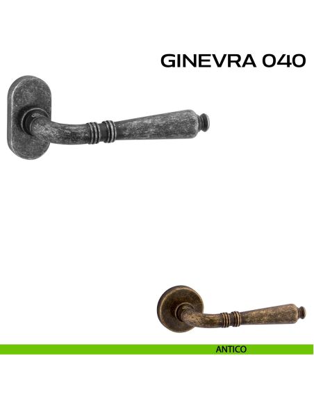 Maniglia per porta Ginevra 040 Reguitti con rosetta ovale antico