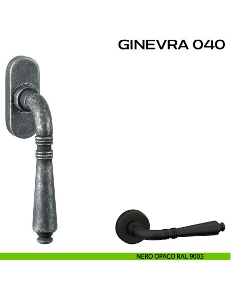 Maniglia martellina DK stretta per finestra Ginevra 040 Reguitti nero