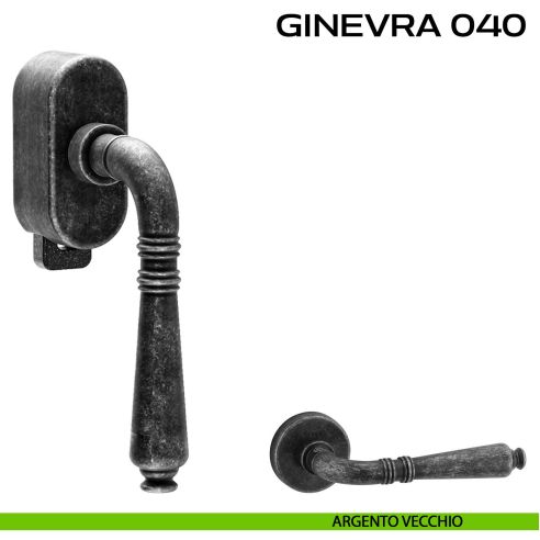 Maniglia per finestra DK con pulsante su placca Ginevra 040 Reguitti argento