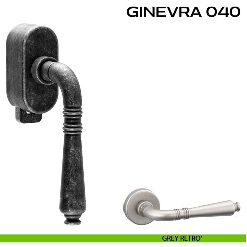 Maniglia per finestra DK con pulsante su placca Ginevra 040 Reguitti grey