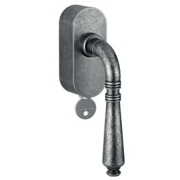 Maniglia per finestra martellina DK con chiave su placca Ginevra 040 Reguitti
