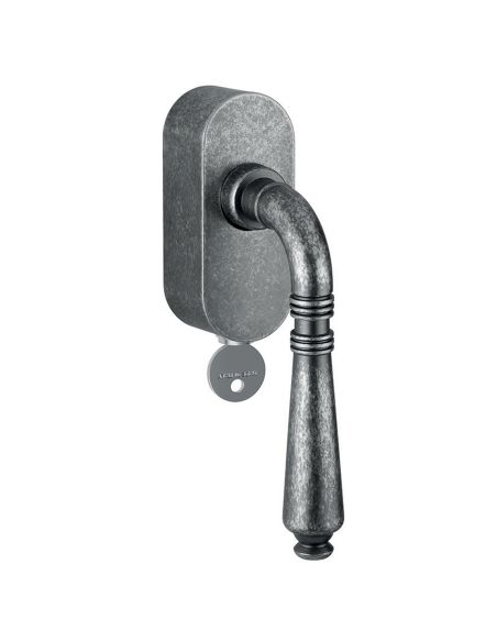 Maniglia per finestra martellina DK con chiave su placca Ginevra 040 Reguitti