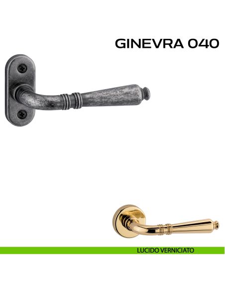 Maniglia per porta con viti a vista Ginevra 040 Reguitti con rosetta ovale lucido